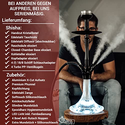 Shisha Set Komplett XXL Paket Shisha 4 Anschlüsse mit grandiosem