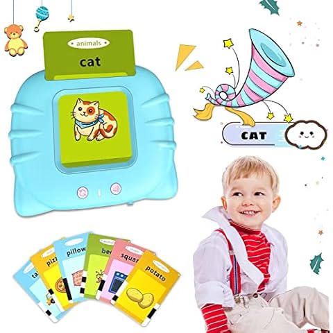 Fandina Spielzeug ab 2 3 4 5 6 Jahre alt Junge Mädchen, Kinder Sprechende Flash-Karten Lernspielzeug, Elektronisches Lernkarten Kinder 112 Blätter 224 Wörter, Kinder Geschenke für 2-6 Jahre Alte Cover