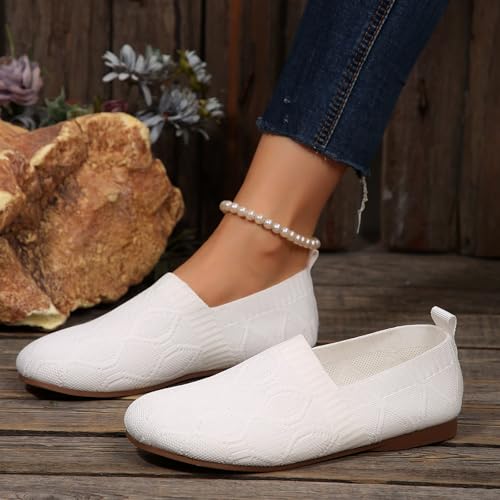 Women's Ballet Flat Shoes Wide Toe Box Dress Shoe Knit Round Toe Slip On Ballerina Walking Ballet Flats Mary Jane Shoes for Woman Low Wedge Comfortable Casual Flats Loafers Footwear2