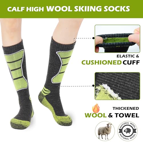 3 Pairs Mens Wool Skiing Socks, Thermal Snowboarding Over the Calf Warm Sock for Sports Hiking Hunting Outdoor2