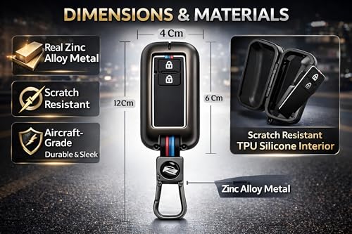 Image of Trollgadgets Premium Metal Car Key Cover for Maruti Suzuki & Toyota Smart Key | Compatible with Baleno, Swift, Dzire, Brezza, Fronx, Grand Vitara, XL6, Ertiga, Celerio, Ignis, Glanza, Hyryder, Rumion