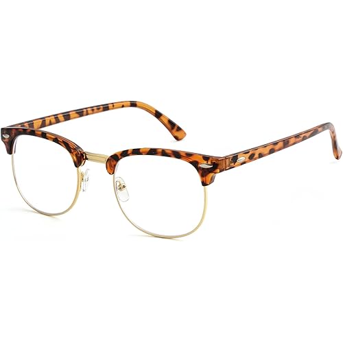 Blue Light Blocking Glasses for Women Men Classic Semi Rimless Fake Nerd Anti Blue Ray Computer Eyeglasses