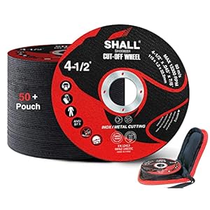 SHALL 50-Pack Cut Off Wheels 4 1/2 x 7/8 Inch, Cutting Wheel with Pouch for Angle Grinder, 4.5” Metal & Stainless Steel…