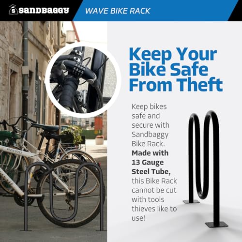 Sandbaggy Commercial Dual Loop Wave Bike Racks - 5 Bike Capacity - Galvanized Steel