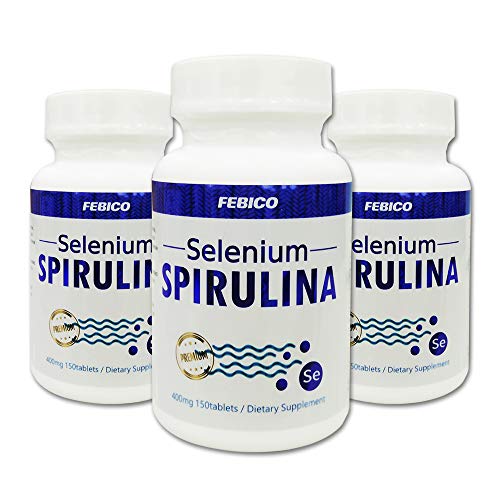 Selenium Spirulina Tablets âˆ£ Vegan Selenium, Natural Multivitamin & Mineral, Non-GMO, Gluten Free, B12, Î²-Carotene, Chlorophyll, GLA âˆ£ 400mg, 150 Counts-3 Month Supply âˆ£ by FEBICO