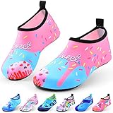 Sunnywoo Water Shoes for Kids Girls Boys,Toddler Kids Swim Water Shoes Quick Dry Non-Slip Water Skin Barefoot Sports Shoes Aqua Socks for Beach Outdoor Sports,9-10.5 Little Kid,Pink Shell