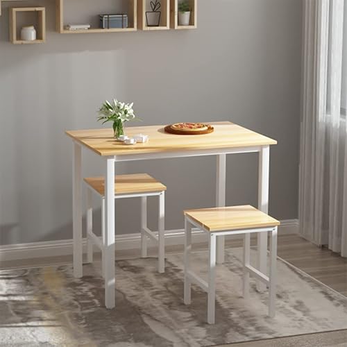 AWQM Juego de mesa de comedor de 3 piezas, mesa de cocina pequeña y 2 taburetes, juego de mesa de comedor de desayuno de 35.43 x 23.62 x 29.92 disponible en Yaxa Colombia