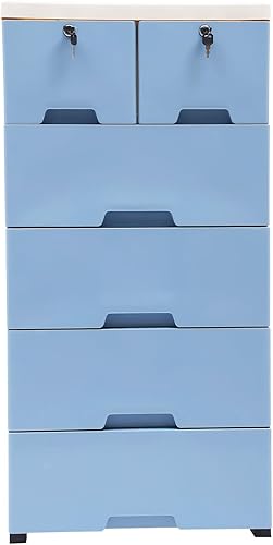 YIPONYT Cómoda de plástico de 6 cajones para almacenamiento, torre organizadora de armario con llaves, organizador de ropa para dormitorio, cajón de