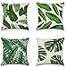 JOTOM Fodera per Cuscino Fiori Uccelli Modello Geometria Copricuscini per Divano Casa Soggiorno Camera da Letto Decorazione per la Casa, 45x45 cm, Set di 4 Pezzi (Foglia verde)