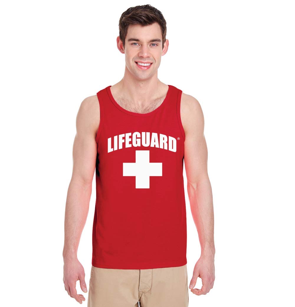 LIFEGUARDOfficial Licensed Mens Muscle Tank Tee Shirt Apparel Red White Blue