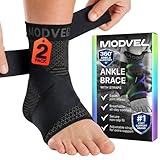 Modvel Foot & Ankle Brace Socks with Adjustable Support Strap – Compression Sleeve for Sprained Ankle, Plantar Fasciitis Relief Tendonitis & Arthritis, Stabilizing Foot & Ankle Support for Women & Men