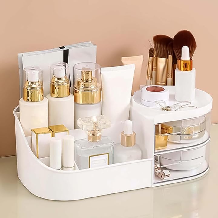 MANANI Makeup Organiser, Multi-Tier Cosmetic Storage Display Stand, Vanity Box, White-picture-11