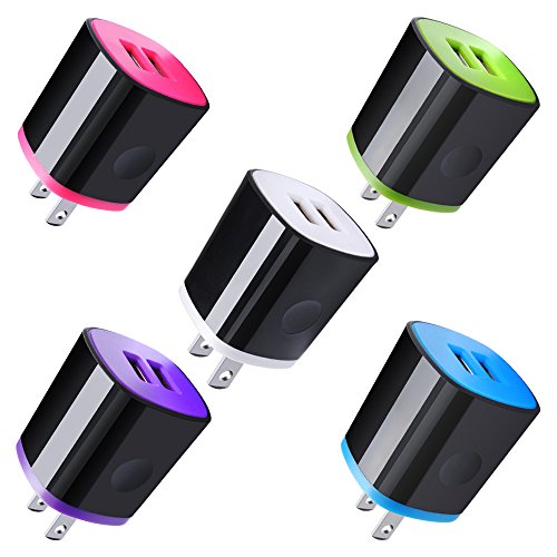 Wall Charger Adapter, Charger Brick, AndHot 5 Pack 2.1A Dual Port USB Cube