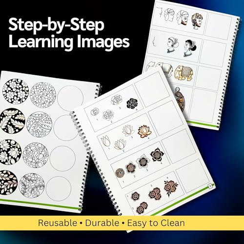Image of Mehndi & Henna Practice Book - Durable Reusable 20-Page Guide for 10,000+ Uses | Ideal for Beginners, Bridal & Professional Designs.