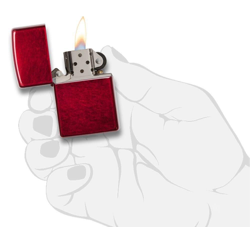 Zippo Zapalniczka Sztormowa, Czerwień Kandyzowanego Jabłka, Model Podstawowy, z Możliwością Napełniania, Wielokrotnego Użytku, Płomień Odporny na Wiatr, w Pudełku Prezentowym, Made in USA