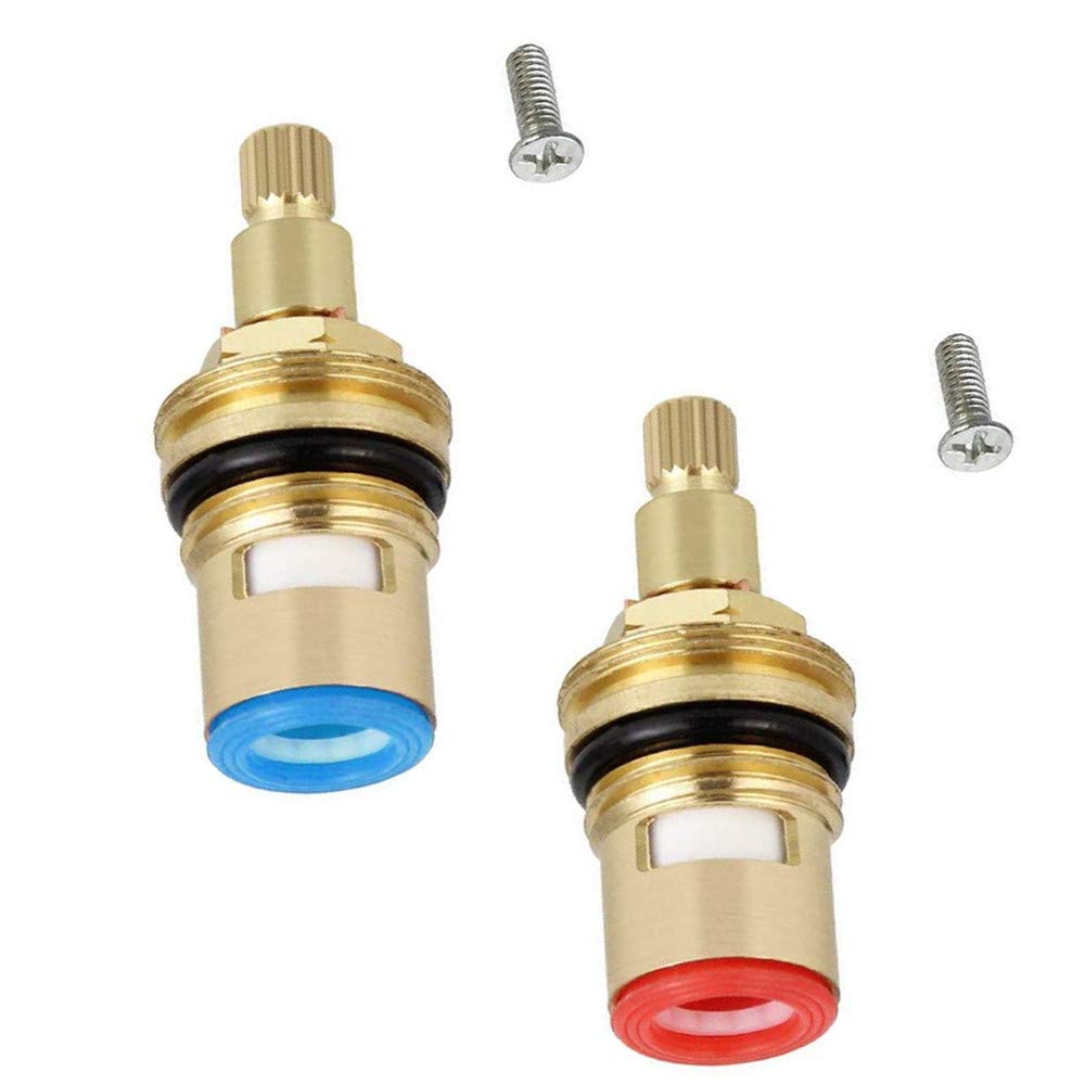 WhioveC 2 Pcs Replacement Tap Valves Universal Disc Cartridge Insert Faucet Valve Hot and Cold Cartridge for Gland Quarter Turn 1/2 in Bathroom Kitchen Tap