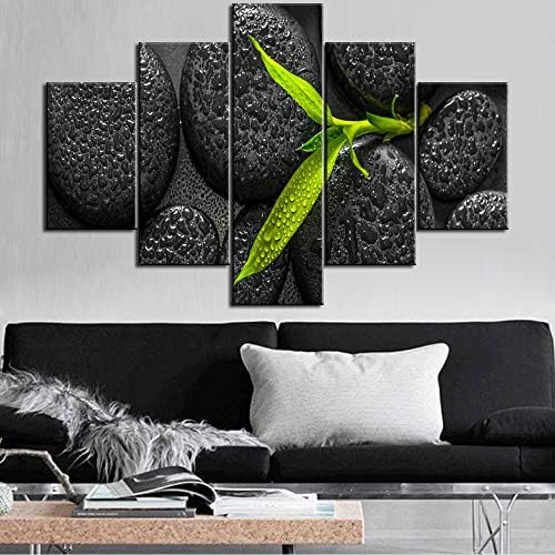 Amazon.com: 5 Panel Zen Wall Art Green Spa Still Life with Bamboo ...