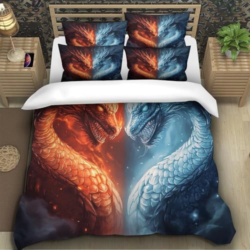 Parure de couette dragon impression 3D microfibre premium - 5