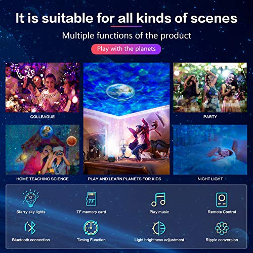 Galaxy Projector, Star Projector for Bedroom, Planet Night Lights Projector with Remote & Bluetooth Music Speaker, Multiple Solar System Projector for Kids, Space Lights for Ceiling Decor