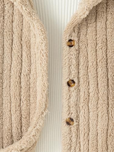 Girls’ Fleece Jacket Button Down Hooded Fur Sweatshirt Warm Thick Coat Outwear for Little Girls3