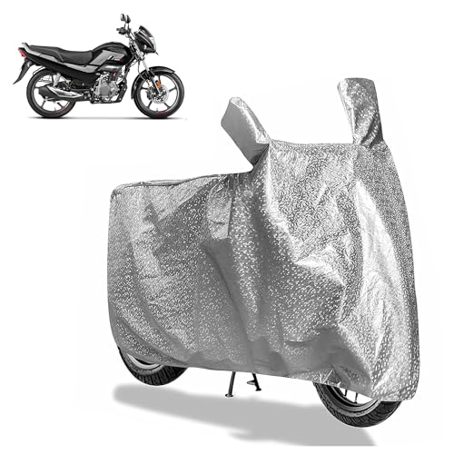 Image of Sulfar Bike Cover for Hero MotoCorp Splendor Plus Xtec 2.0 (XTEC Connected) | Waterproof, Dustproof & UV Protected | All Weather Two Wheeler Cover (Silver) New 2026 Variants