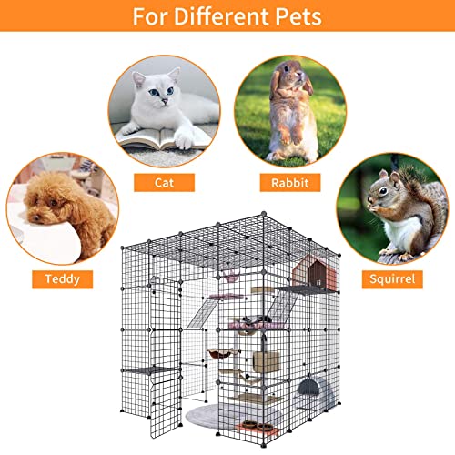 Eiiel Large Cat Cage Indoor Cat Playpen Metal Wire Kennels Crate Small Animal Cage for Kitten Guinea Pig, Bunny and… - Image 7