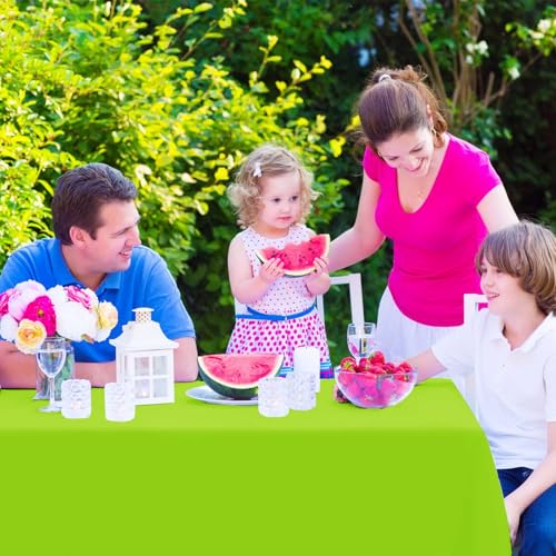Image of Kopokita 6 Pack Lime Green Plastic Tablecloths Disposable 54 x 108 Inch