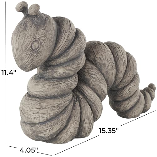 Estatua decorativa Polystone de gusano gris 15 x 4 x 11 pulgadas miniatura 3