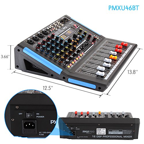 image for Pyle 4-Channel Bluetooth Studio Audio Mixer-DJ Sound Controller Interf
