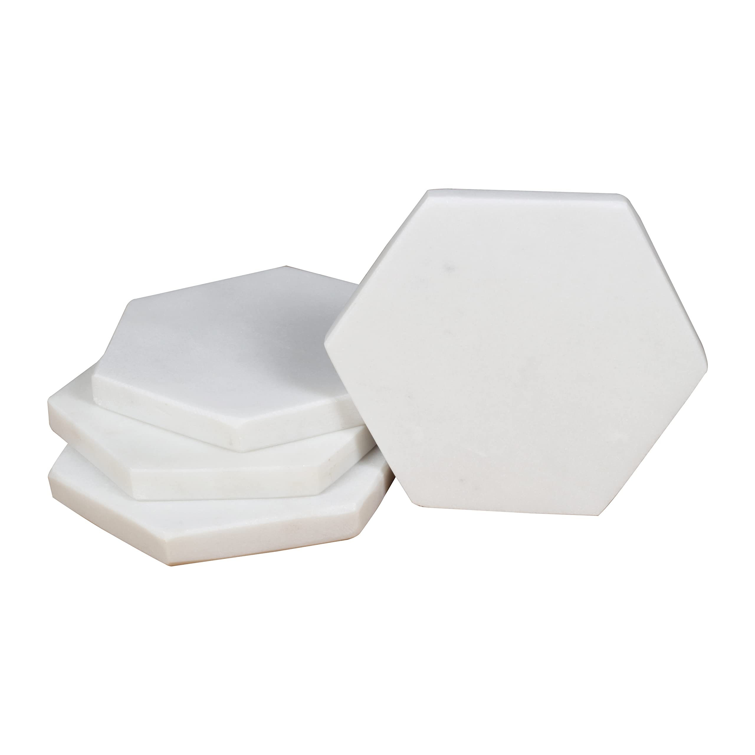 AVA DESIGNZ Coasters for Cups Set of 6 | Tea/Coffee/Cocktail Coaster Set for Drinks- Hot & Cold | Vintage Coasters Marble (White Octagon Shape)