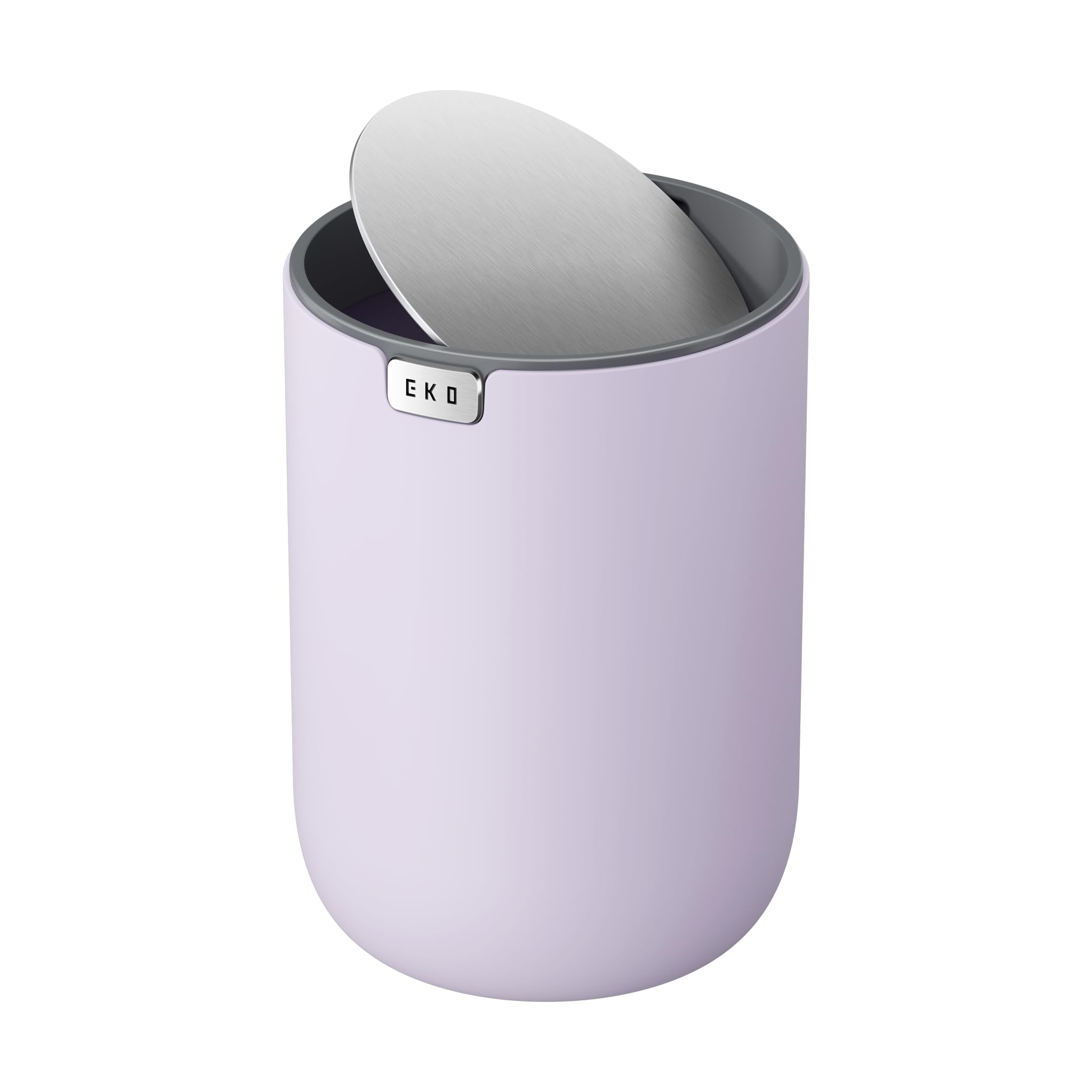 EKO Mini Desk Trash Can with Swing-Top Lid 0 4 Gallon Small Table Round Wastebasket for Office Home