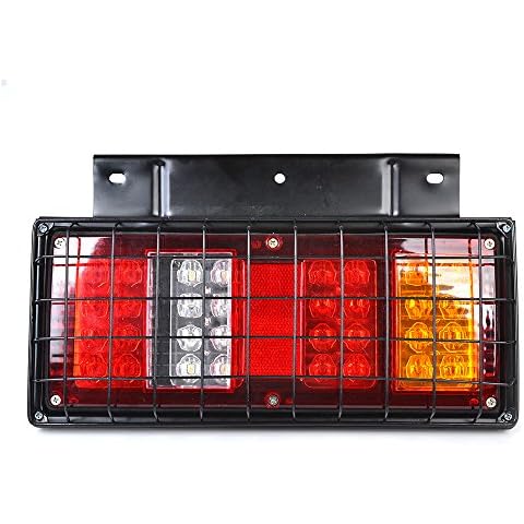 Reelva Pair 12V Rear Stop LED Lights Tail Indicator Lamp Trailer Truck CARAVAN 64 LEDS Cover