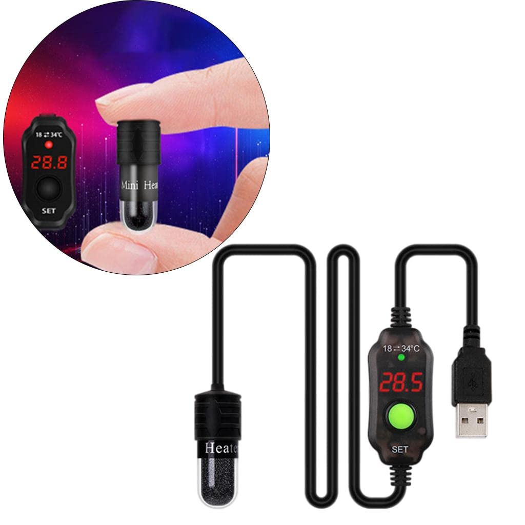 Homyl 3X Calentador de Acuario Varilla Termostato Sumergible de Calefacción USB Display LED Material Nichrome Función Apagado Automático Adecuado para,