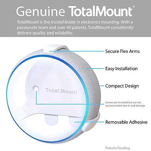 TotalMount Echo Dot (3rd Gen) Hole-Free Wall Mount (White) - Eliminates Need to Drill Holes in Your Wall - Thumbnail 6