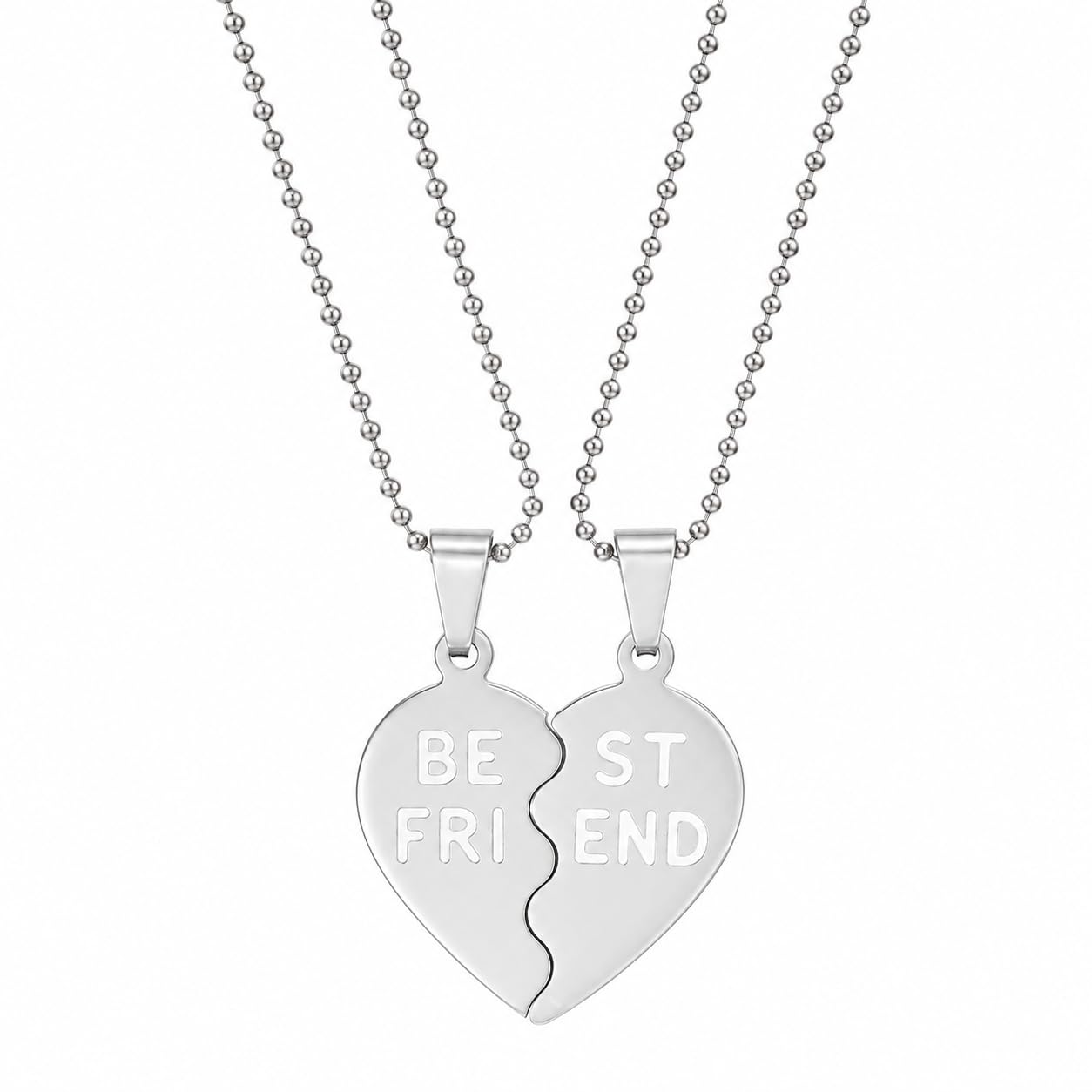 Friendship Day Gift for Couple Broken Heart 2 - Piece Best Friend Jewelry Silver Stainless Steel ASPn0070048-image-9