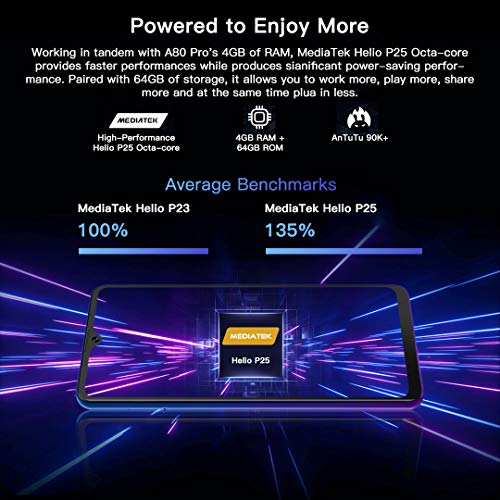 Unlocked Smartphone Blackview A80 Pro, 6.49 inch HD+, 4GB RAM+64GB ROM with 4680mAh Big Battery, 4G Dual SIM for AT&T, T-Mobile Phone,13MP Quad Rear Camera, Android 9.0 Unlocked Cell Phones - Thumbnail 7