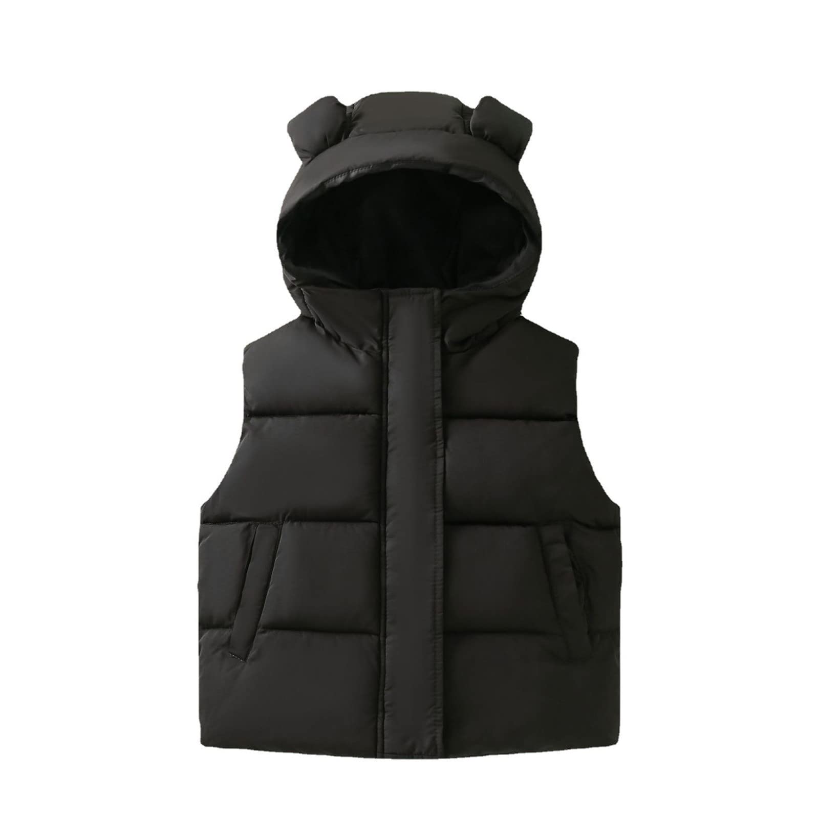 Toddler Boys Girls Sleeveless Winter Warm Outwear Vest Jacket Coat Bear Ears Solid Color Black Winter Boy (A, 4-5 Years)