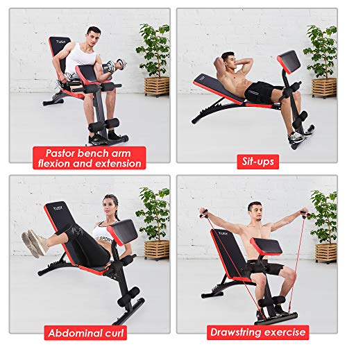 TUSY Adjustable Weight Bench for Full Body Workout Multi-Purpose Utility Weight Bench Flat Bench Press for Home and Gym