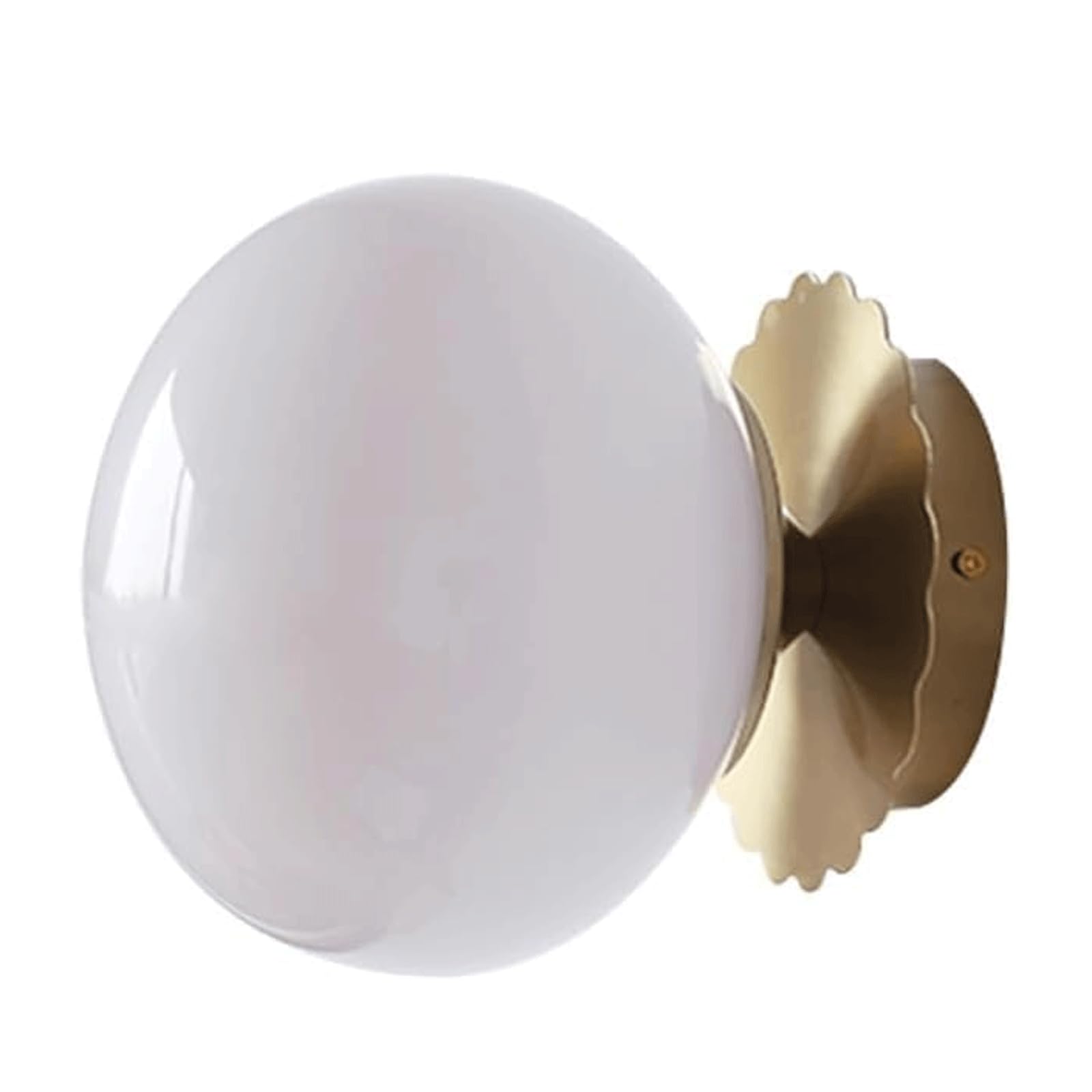 SYAXVOM Modern Cream Glass Wall Sconce 7 Inch Bauhaus Globe Light Fixture Hardwire Metal E27 Mount Lamp for Kids Room Bedroom Bedside Bathroom