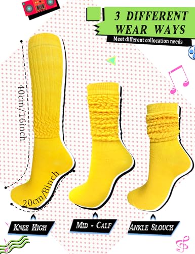 Image of 6 Pairs Slouch Socks for Women, Soft Extra Long Thick High Slouch Slouchy Sock for Women Mothers Gifts