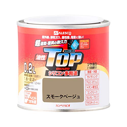 カンペハピオ ペンキ 塗料 油性 つやあり シリコン樹脂 多用途 超速乾 さび止め剤入り トップガード スモークベージュ 0.2L 油性塗料 日本製 00017640691002