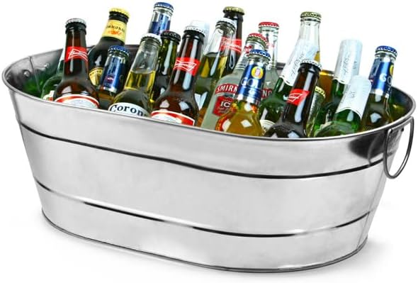 bar@drinkstuff Galvanised Steel Oval Party Tub Large for a Rustic Drinks Service