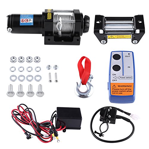 Greensen Cabrestante Eléctrico 12 V, Cabrestante Motorizado con Control Remoto Inalámbrico y Cable de Acero, Ideal para Vehículos, Barcos y Trabajo en Exterior