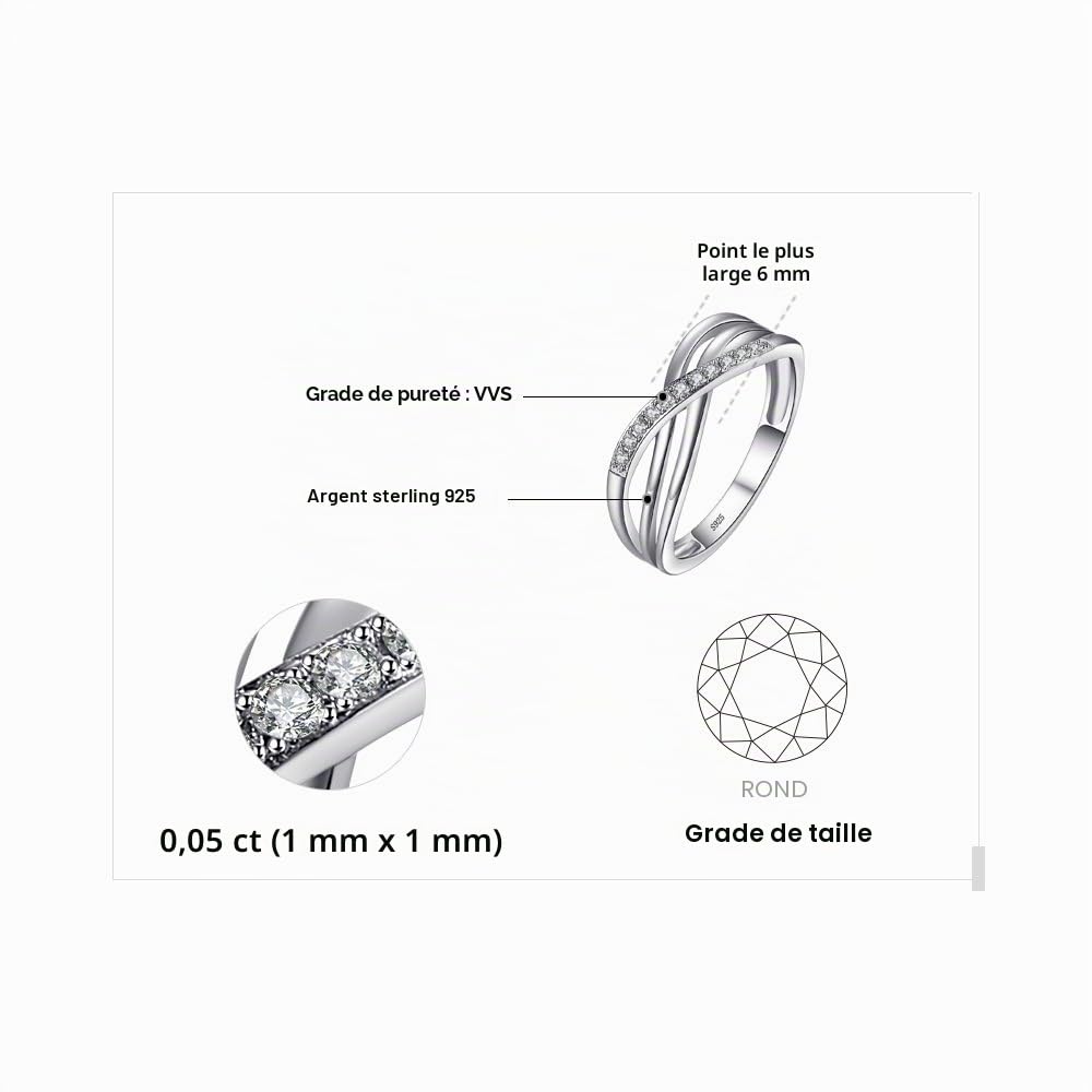 JewelryPalace Taille Rond Zircone Cubique Infini Bague Pour Femme, Bague de Fiançailles Femme, Argent 925 Plaqué Or Jaune Or Rose, Torsade Bagues Anniversaire Mariage Promise Alliance, Bijoux Cadeau