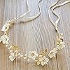 JIAHEY Bandeau Couronne de Fleurs Marguerite Bijoux Cheveux Mariage Doré Perles Cristal avec Ruban Accessoire Cheveux Mariage Serre Couronne Fleur Cheveux Tête Headband Femme Enfant Mariée Demoiselles #3