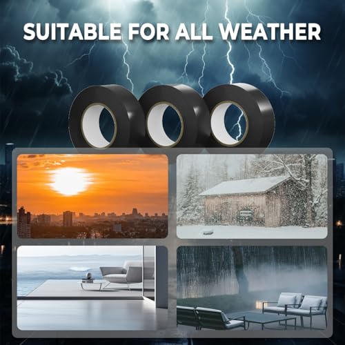 Image of SWRT 6 Pack Black Electrical Tape Waterproof, 0.75 in x 66 FT High Temp Electric Tape Under 600V for All Weather - UV Protection - Flame Retardant
