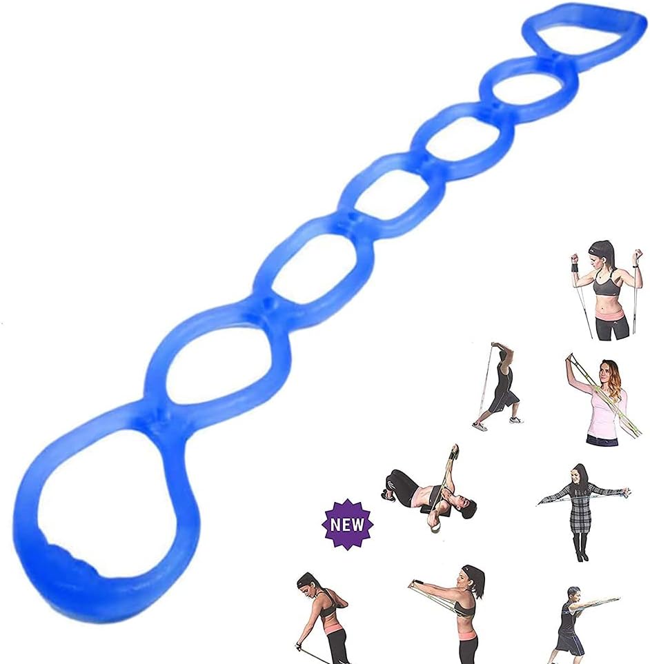 7 Ring Stretch Resistance Exercise Band - Miracle Miles Band, Yoga Stretching, Arm, Shoulders Foot, Leg Butt Fitness Home Gym Physical Therapy Band