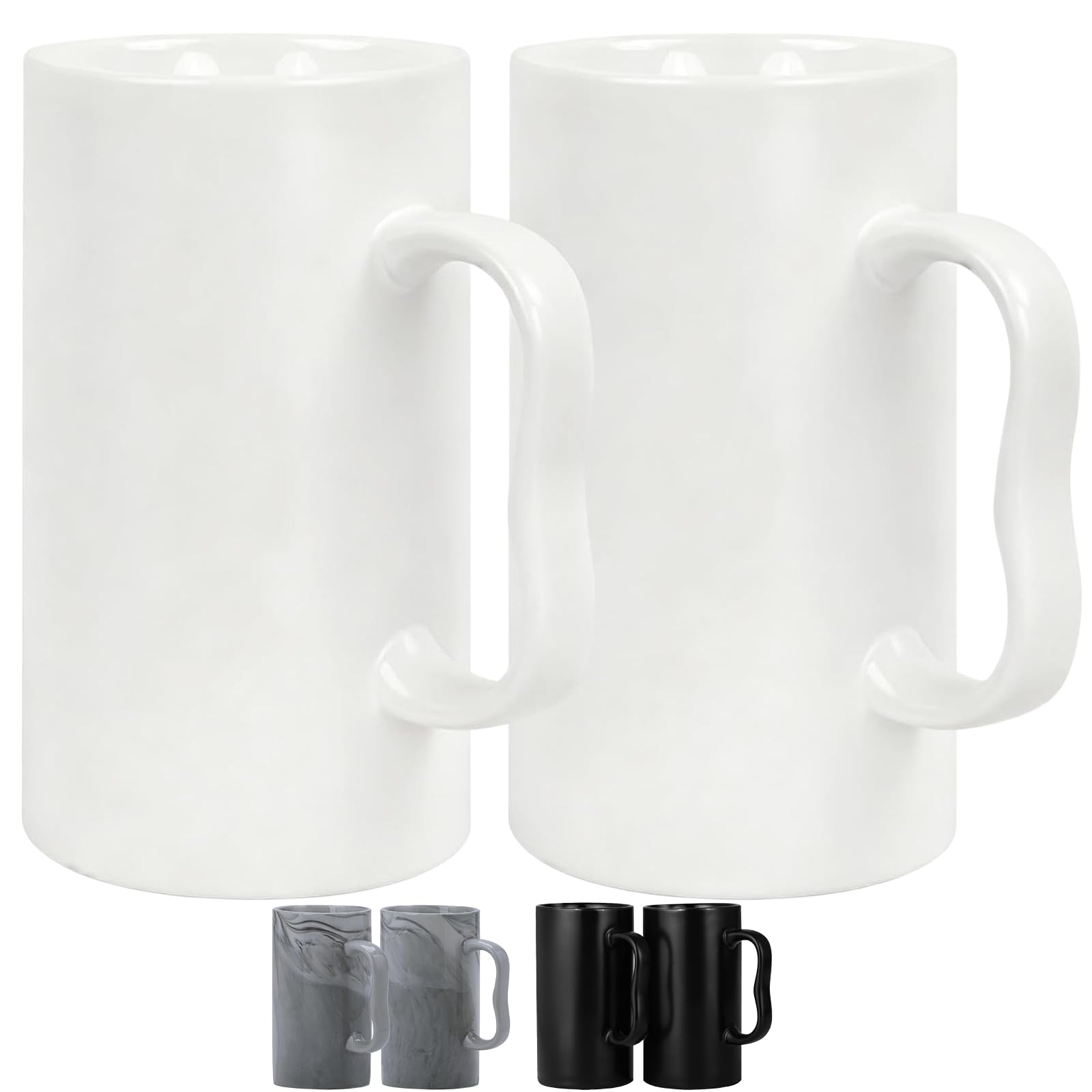 Amazon.com: NBABSR 20 oz Large Ceramic Coffee Mugs,Tall Latte Cups with Big  M Handle,600ml Oversized Bulk Beer Cappuccino,Espresso XL Porcelain Cup Set  of 2 for Men and Women Gifts White : Sports
