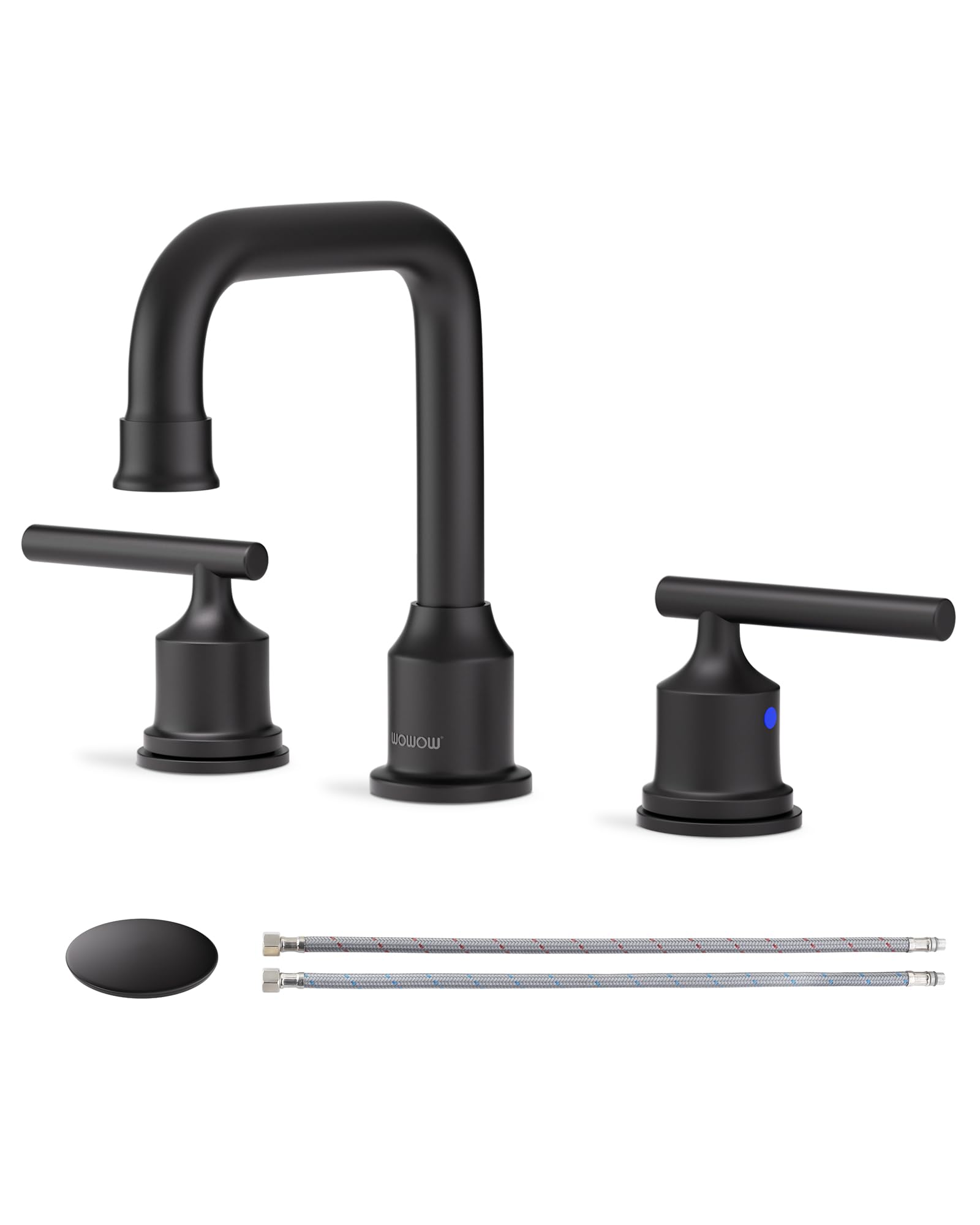 WOWOW Black Bathroom Faucet 3 Hole, Widespread Vanity Sink Faucets 8 Inch — Amazon image 24
