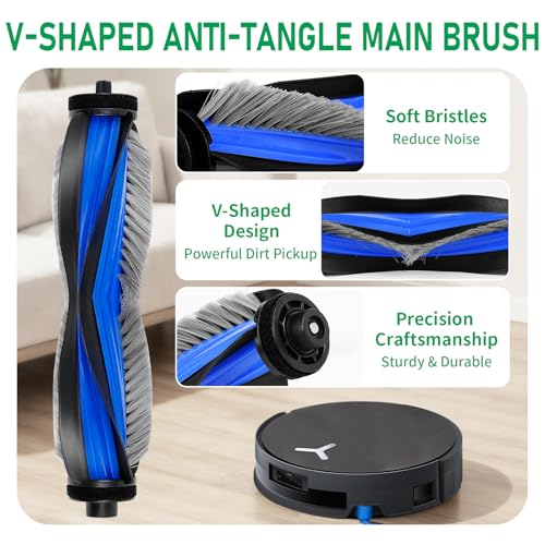 Image of Replacement Accessories Compatible with Ecovacs Deebot X11 Pro Omni / X11 Omni Cyclone Robot Vacuum Cleaner, Parts Include 1 Main Brush, 2 Roller Mop Pads, 6 Hepa Filters, 6 Side Brush